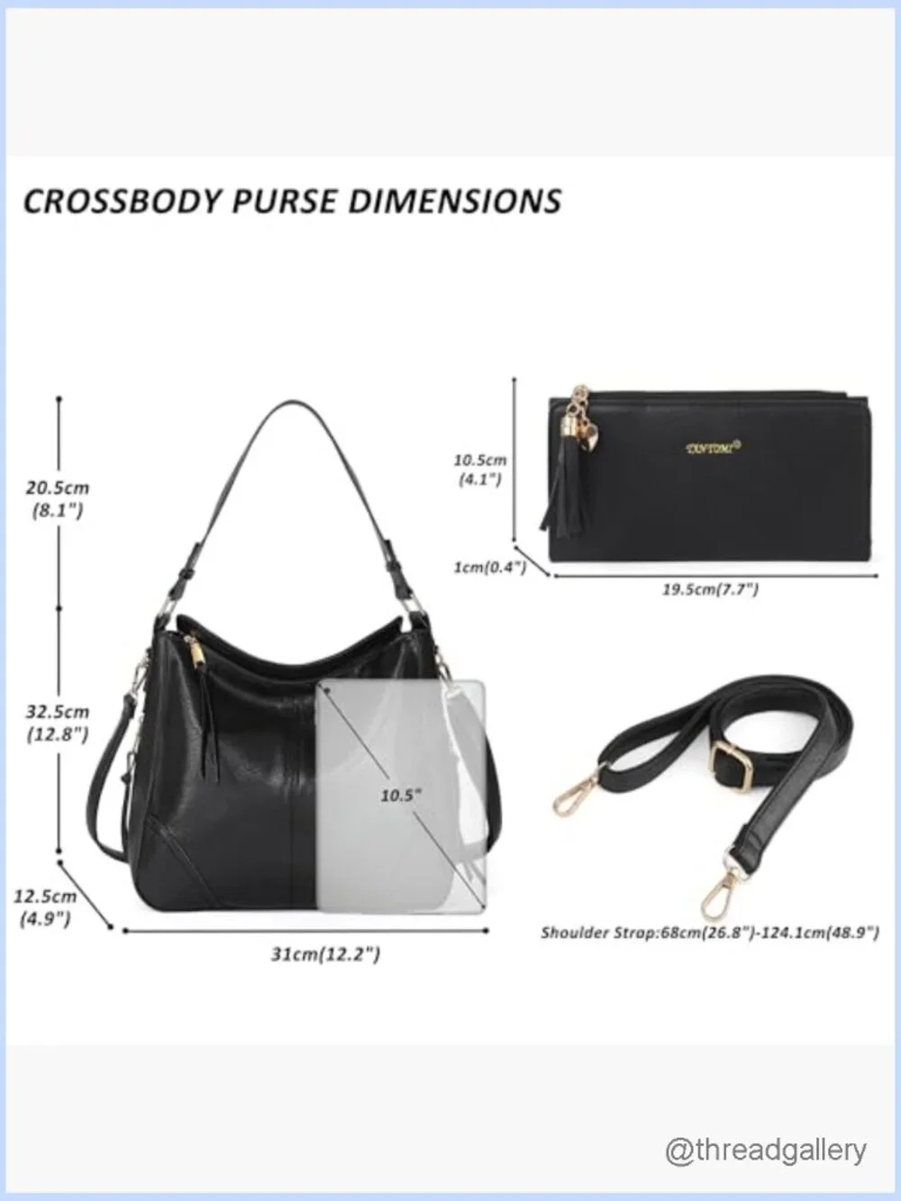 Faux Leather Hobo Crossbody Bag Set with Wallet